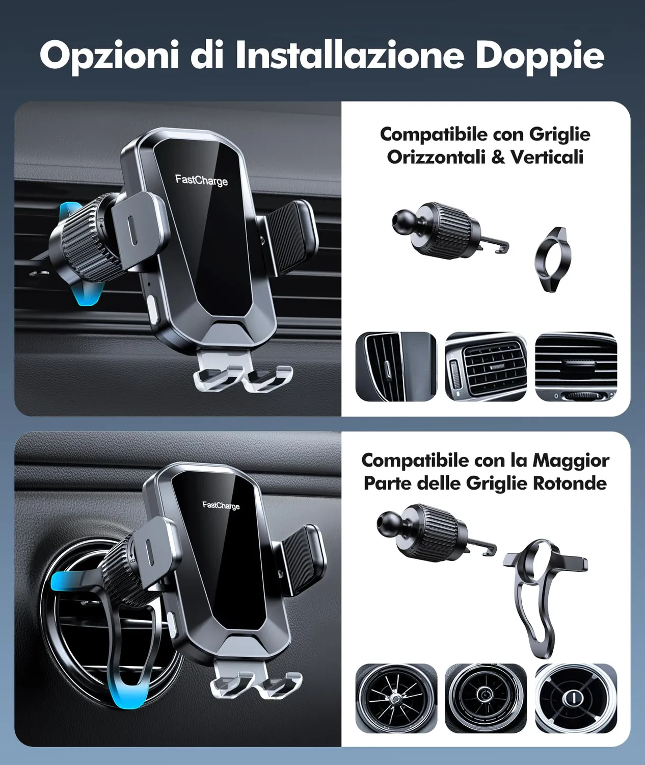 EOIWUY supporto auto ricarica wireless 15W 360°