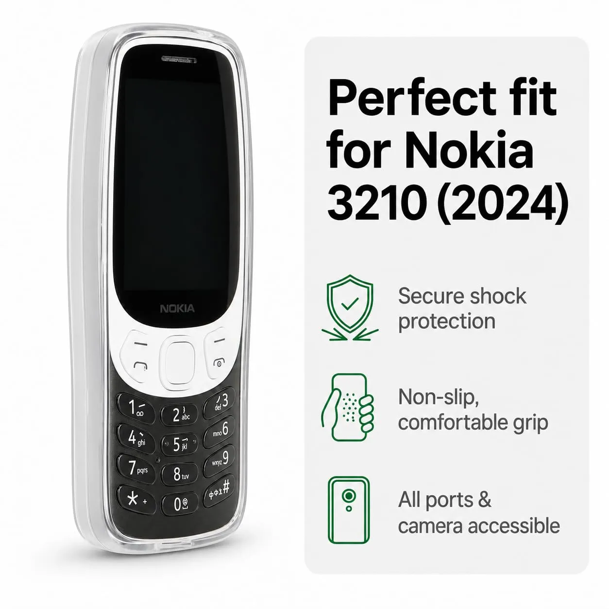 caseroxx TPU custodia Nokia 3210 2024 bianco trasparente antiurto