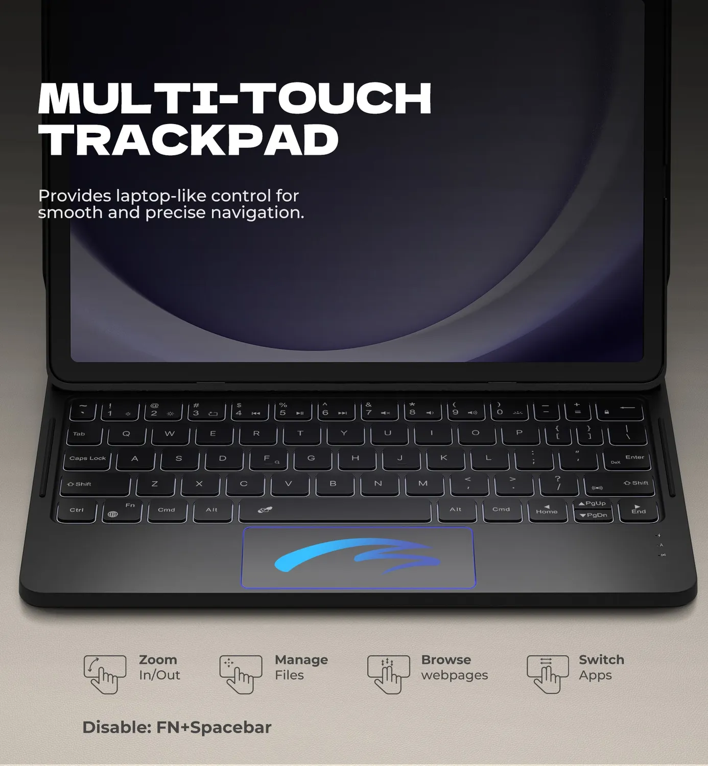 Dexnor Cover Tastiera Samsung Galaxy Tab A9+ 2023 nera IT