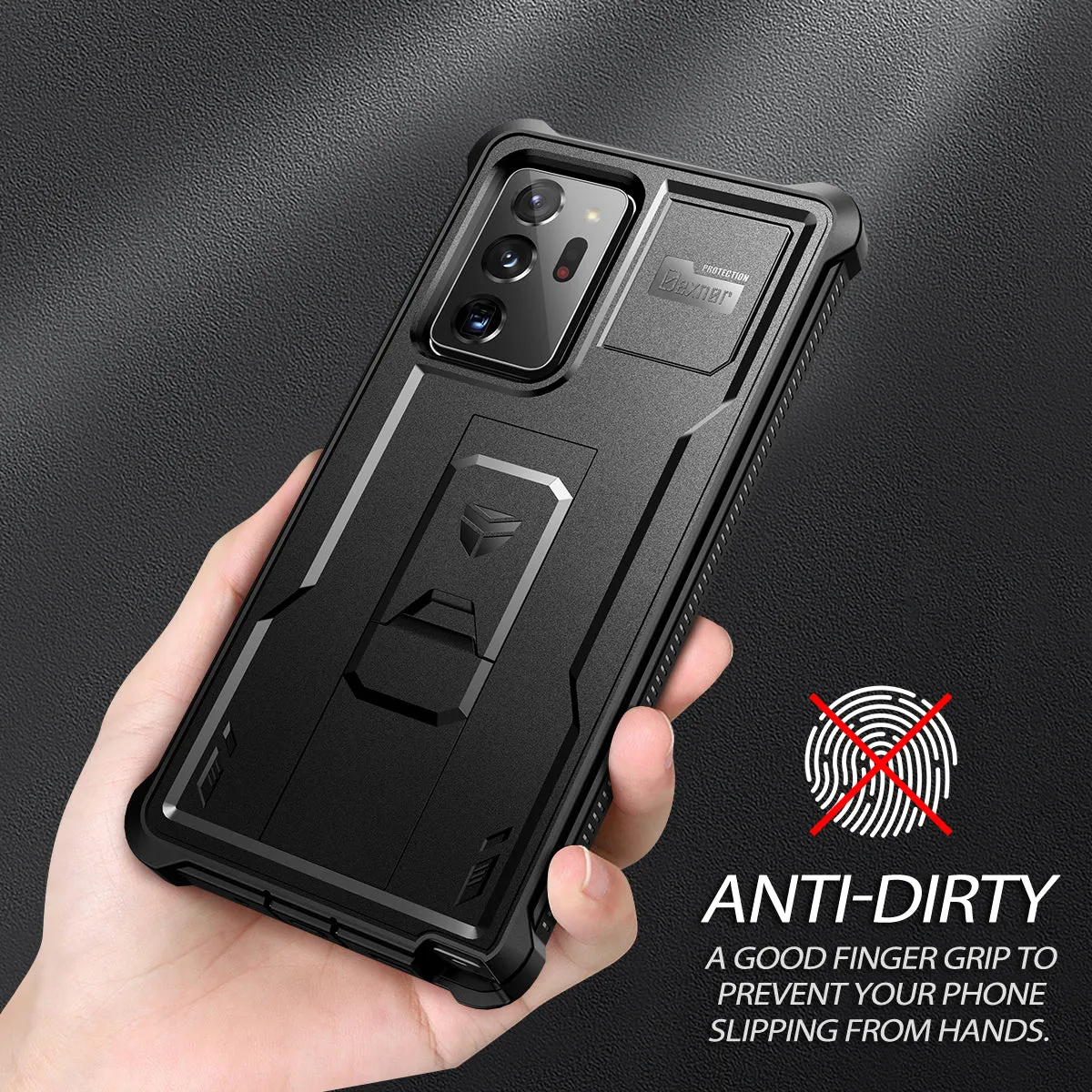Dexnor Galaxy Note 20 Ultra cover rugged nera con pellicola