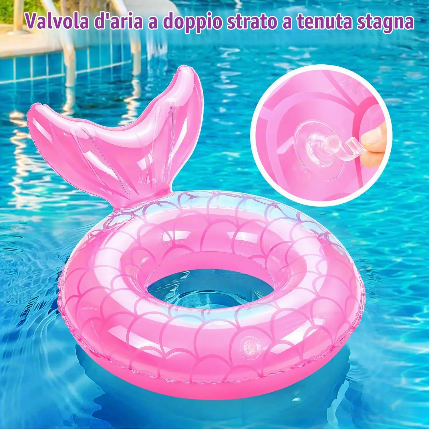 MoKo Sirena ciambella nuoto S 58cm argento gonfiabile