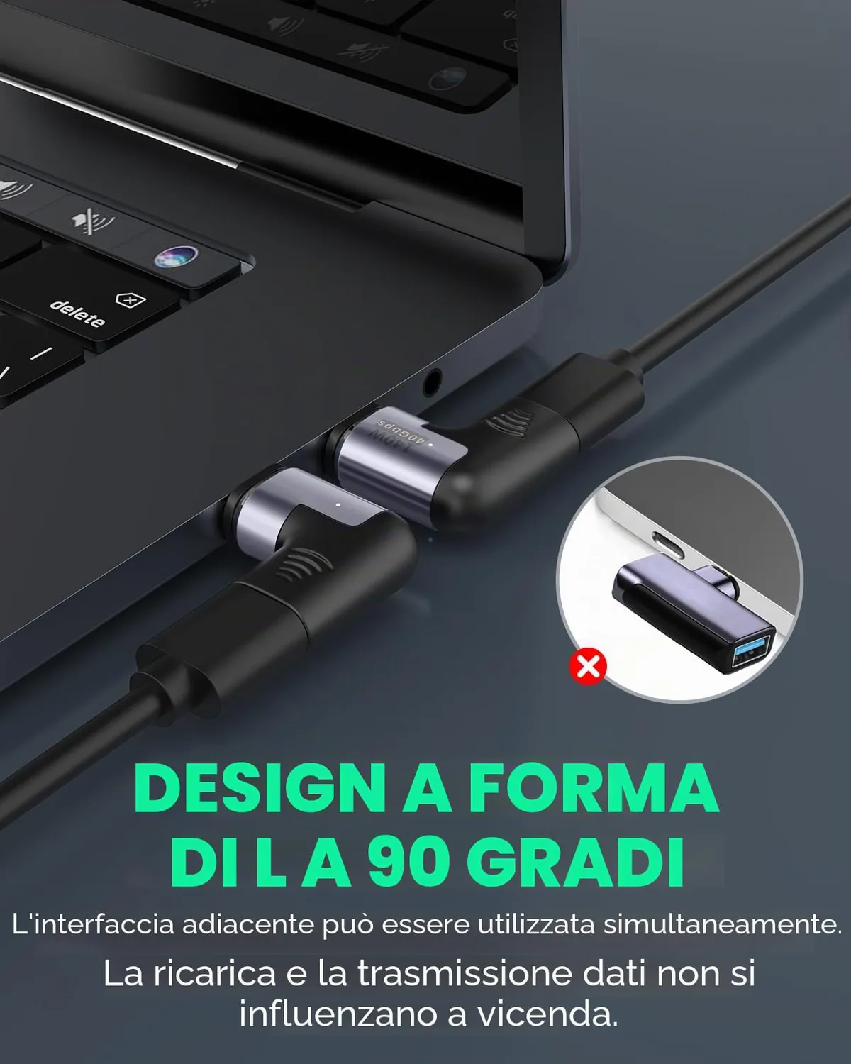 MoKo 140W adattatore USB-C magnetico 2 pezzi gomito