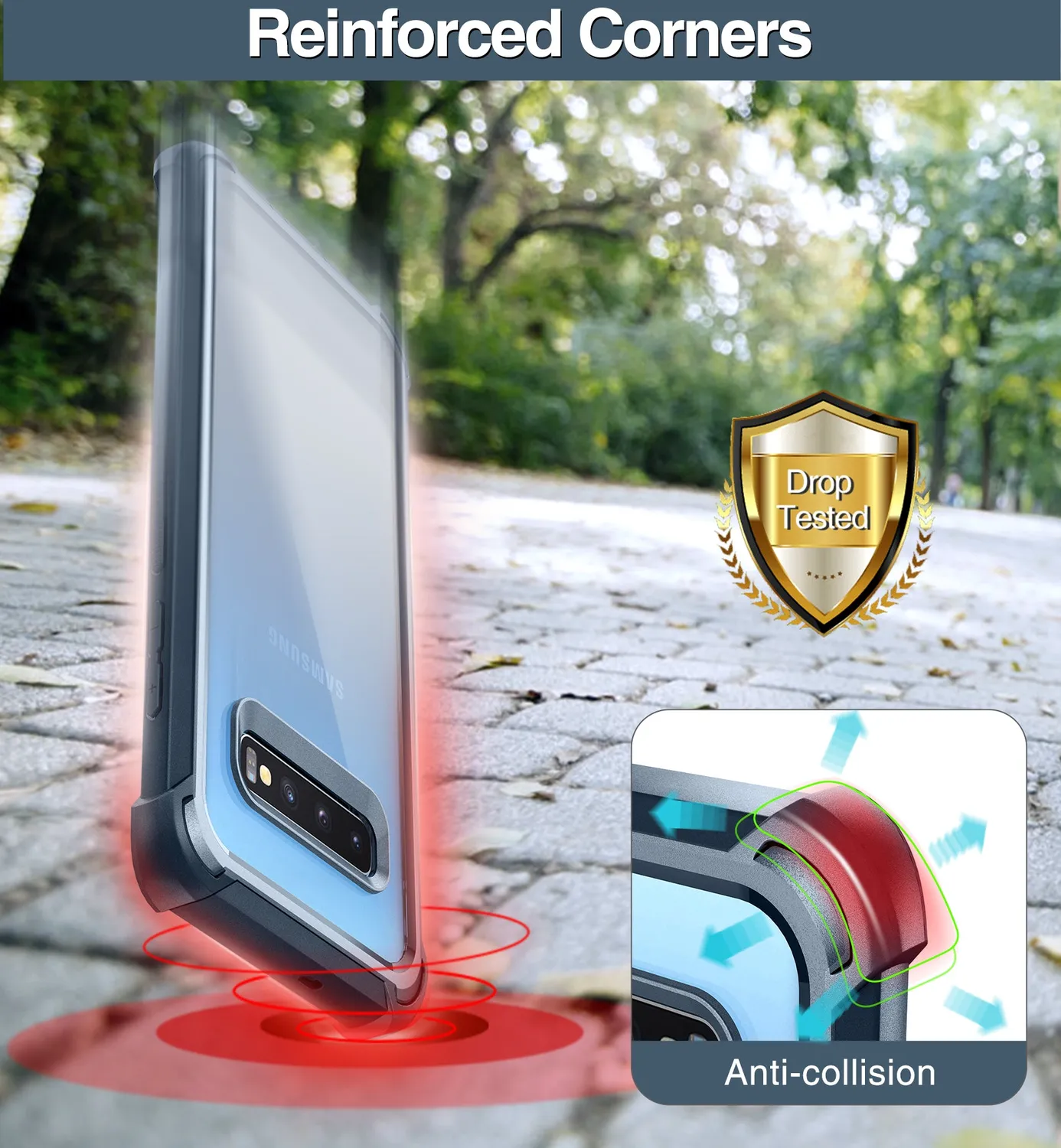Dexnor Galaxy S10 Plus custodia blu navy rugged trasparente