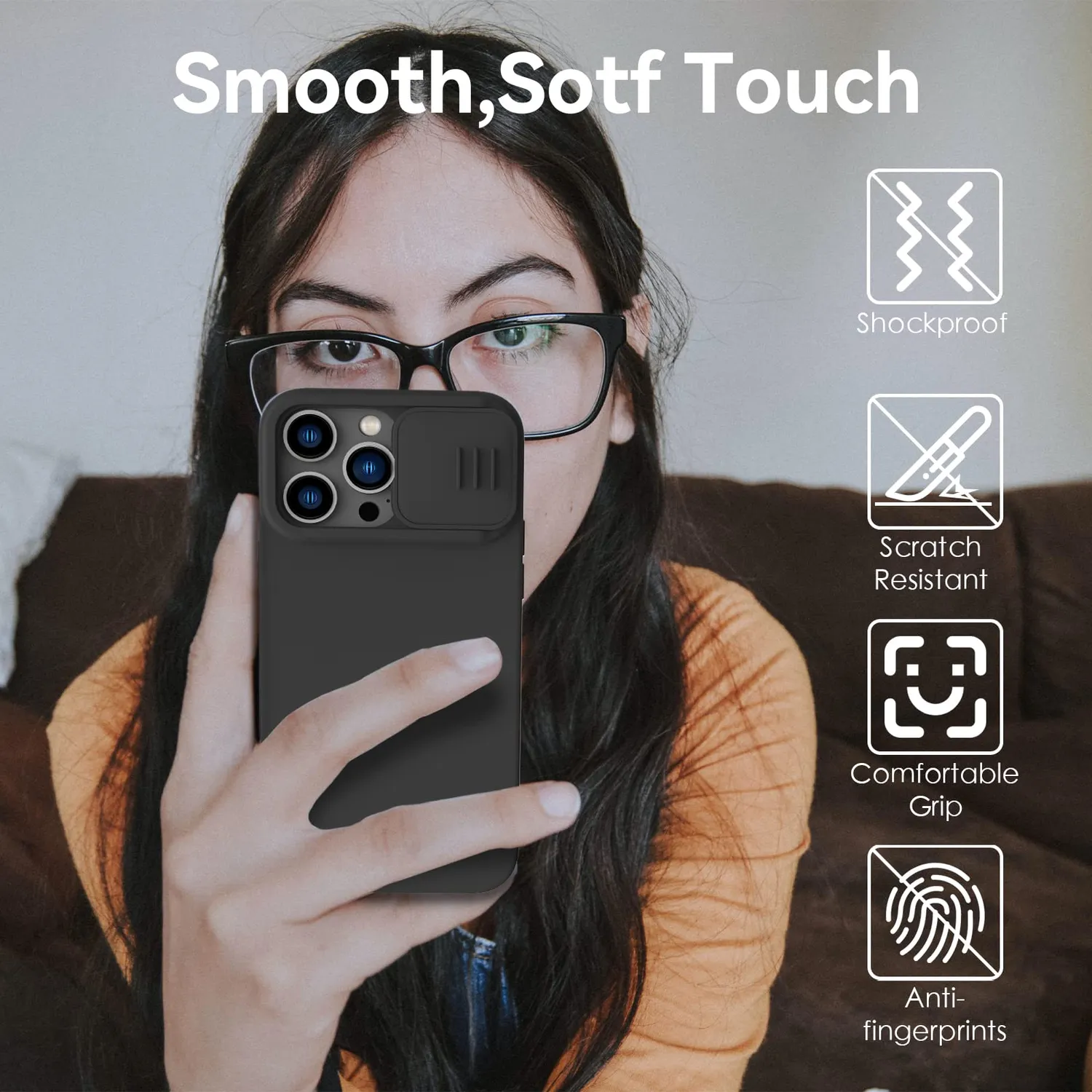 CloudValley iPhone 14 Pro Max cover silicone nero camera