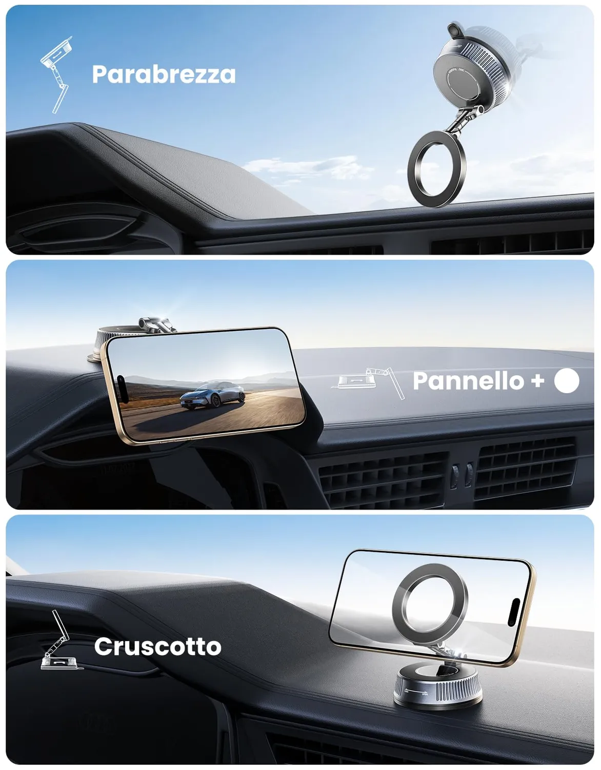 EOIWUY Porta Cellulare Auto Magnetico Nano Gel 360°