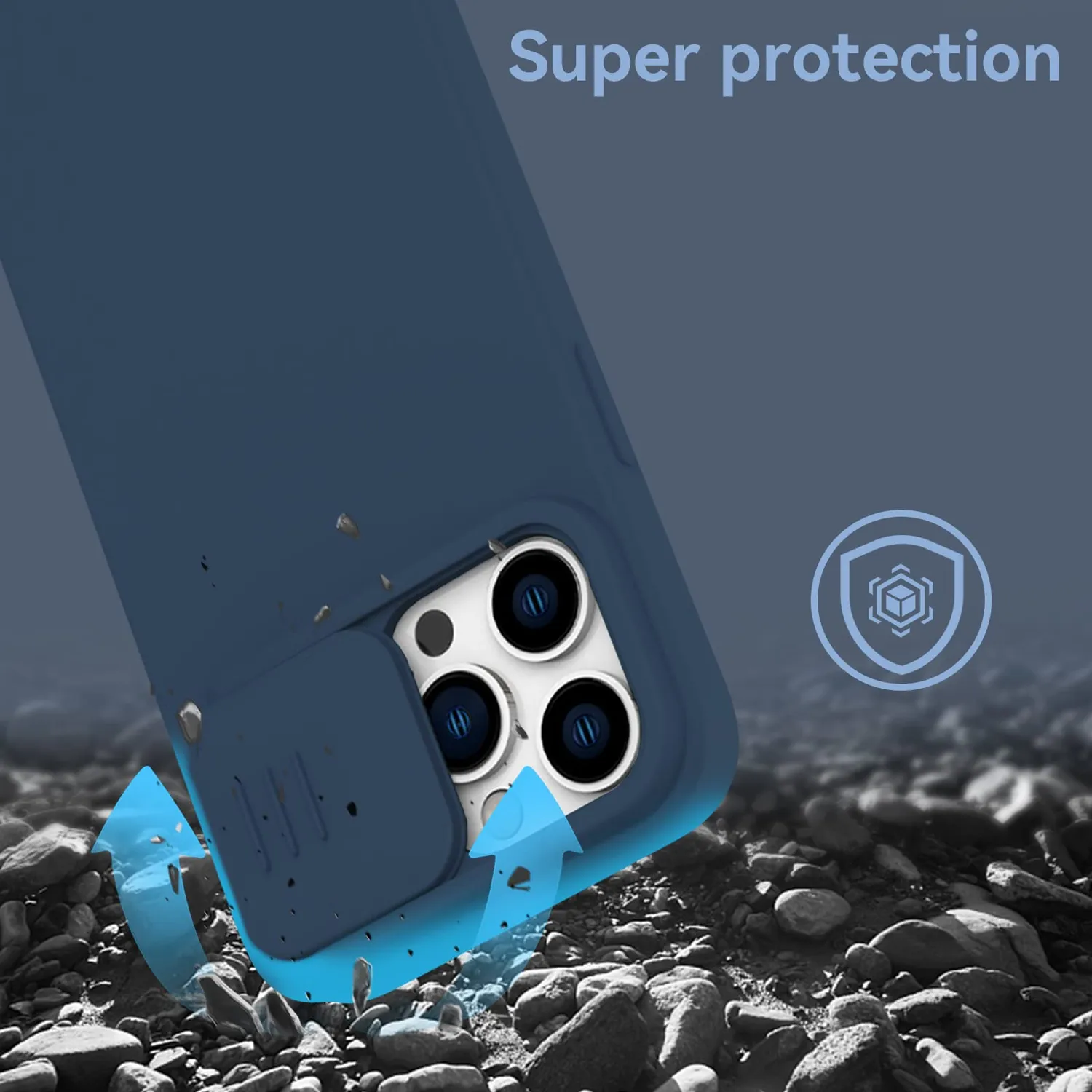 CloudValley iPhone 14 Pro cover silicone blu fotocamera
