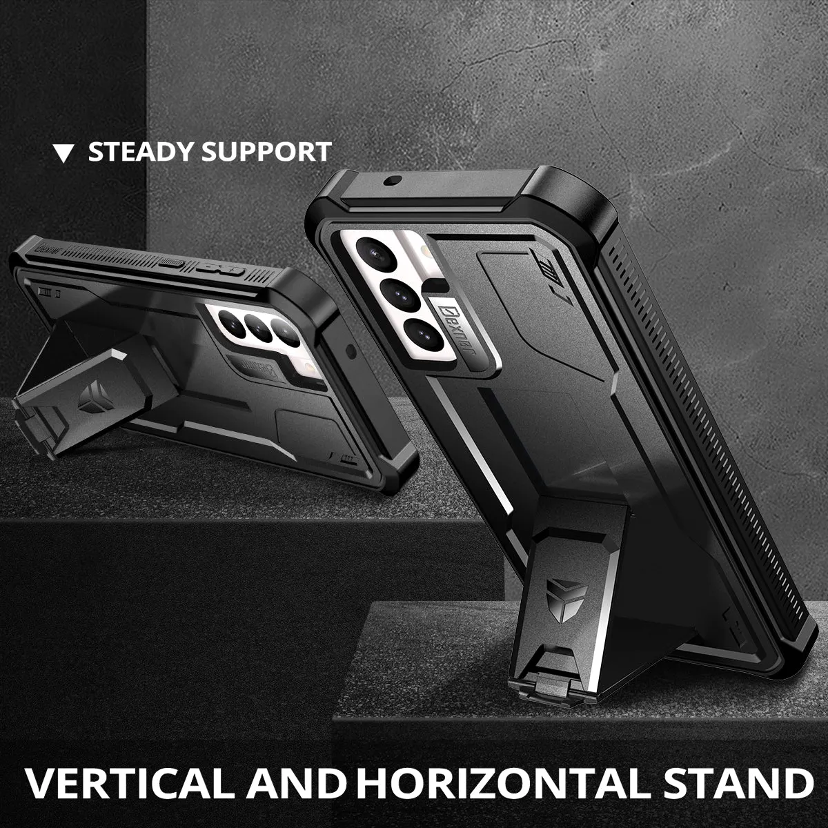 Dexnor per Galaxy S21 FE Custodia Nera corazzata stand
