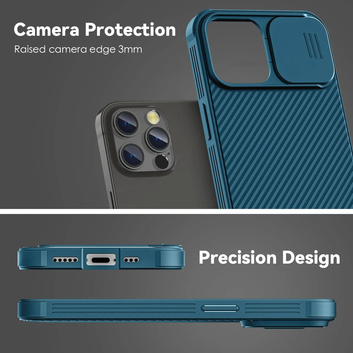 CloudValley Custodia iPhone 14 Pro Max Blu Antiurto con Coprilente
