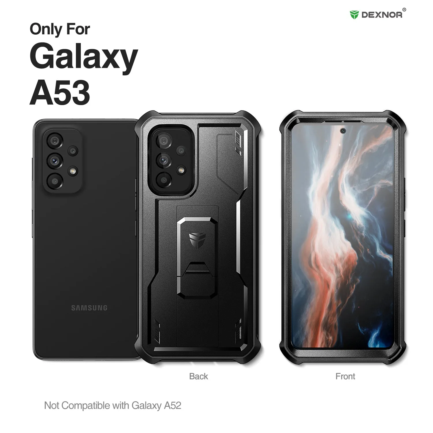Dexnor Galaxy A53 5G cover nera antiurto con stand