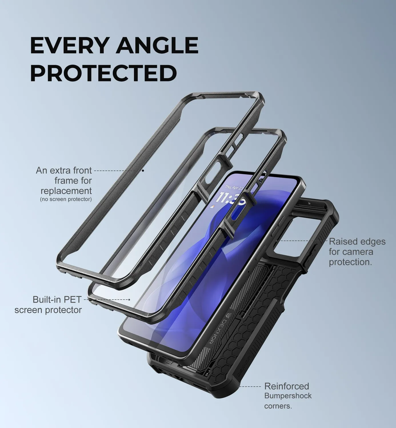 Dexnor Moto G-Power 5G 2025 cover nera full-body shockproof