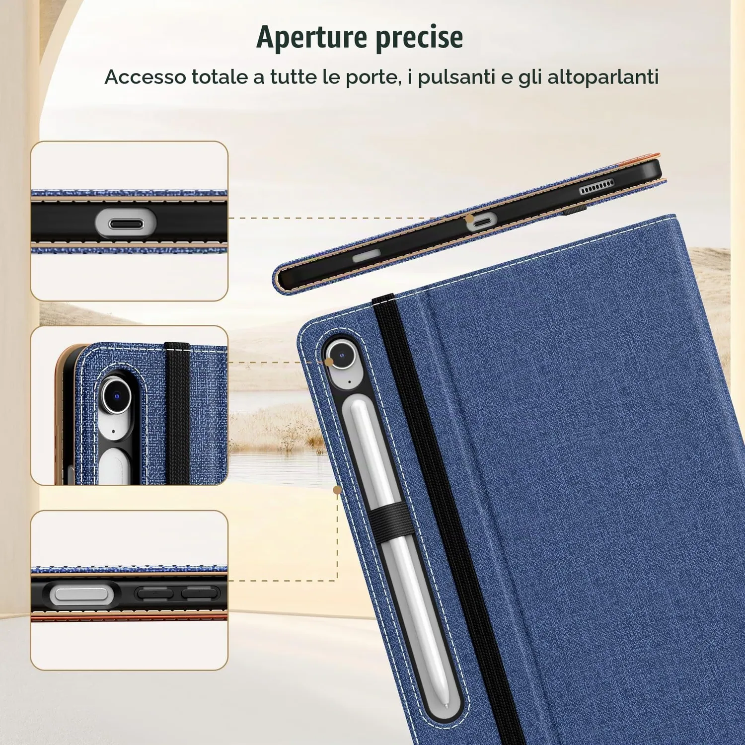 MoKo Cover Samsung Tab S10 Lite/S10 FE Denim Blu Marrone