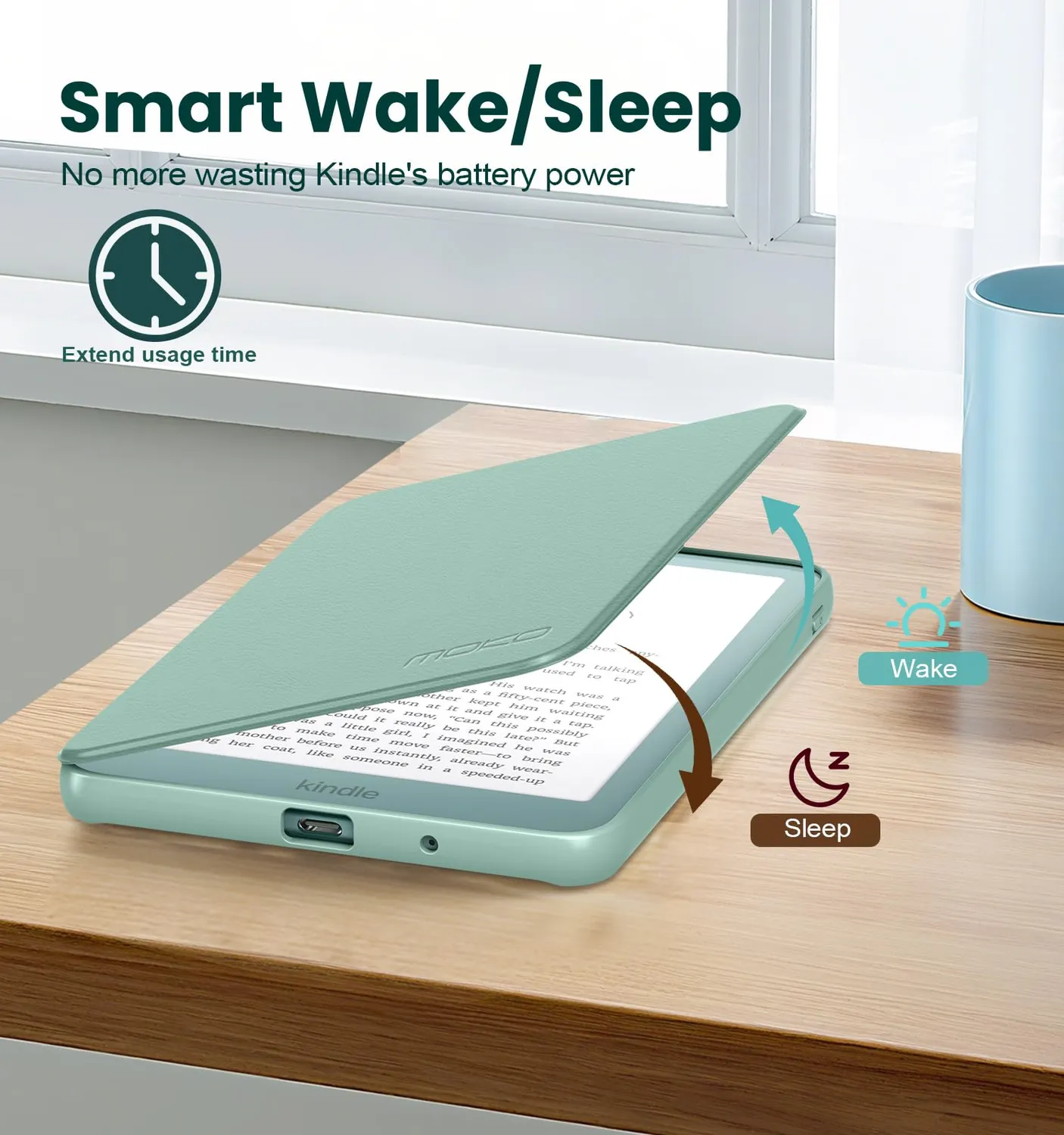 MoKo Kindle 6 12a Gen 2026 Custodia Magnetica Verde Agave