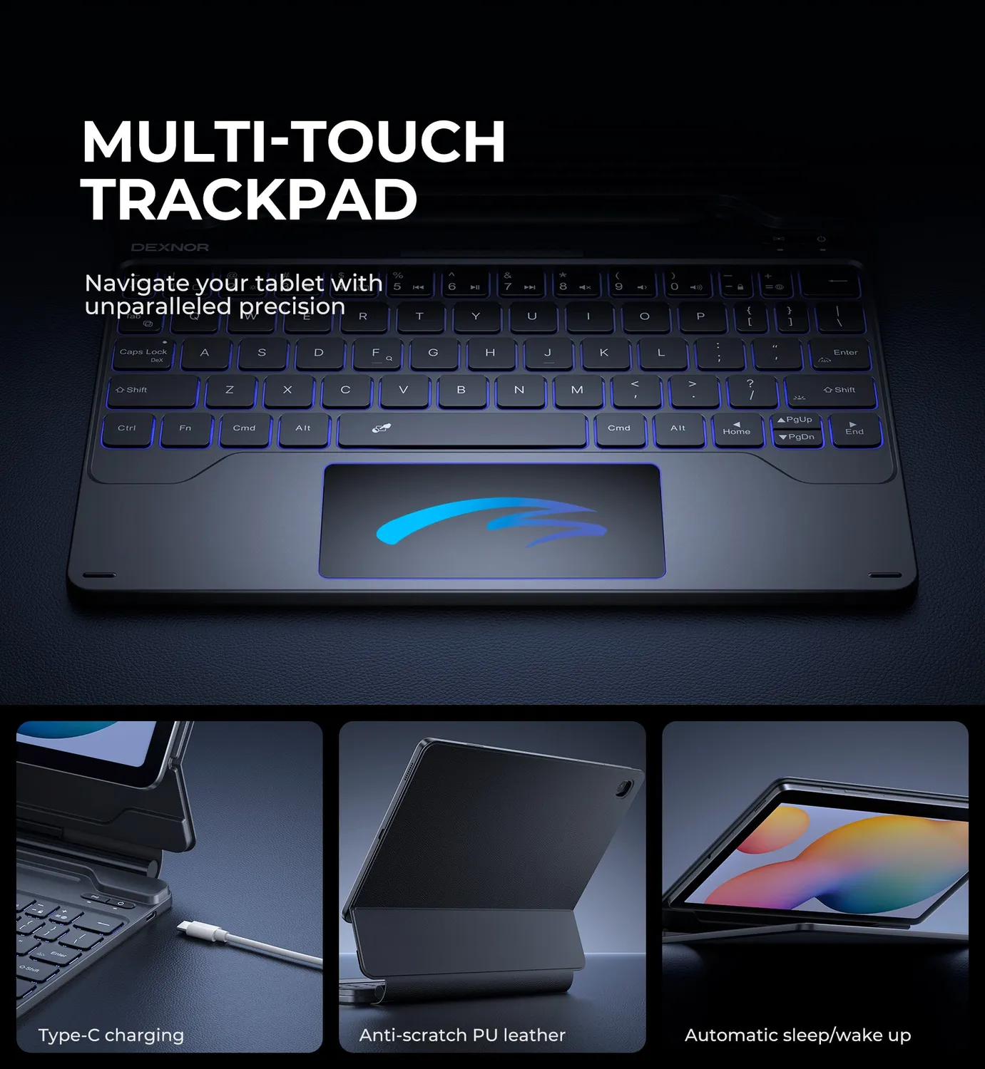 Dexnor Galaxy Tab S6 Lite 2022 custodia tastiera nera IT
