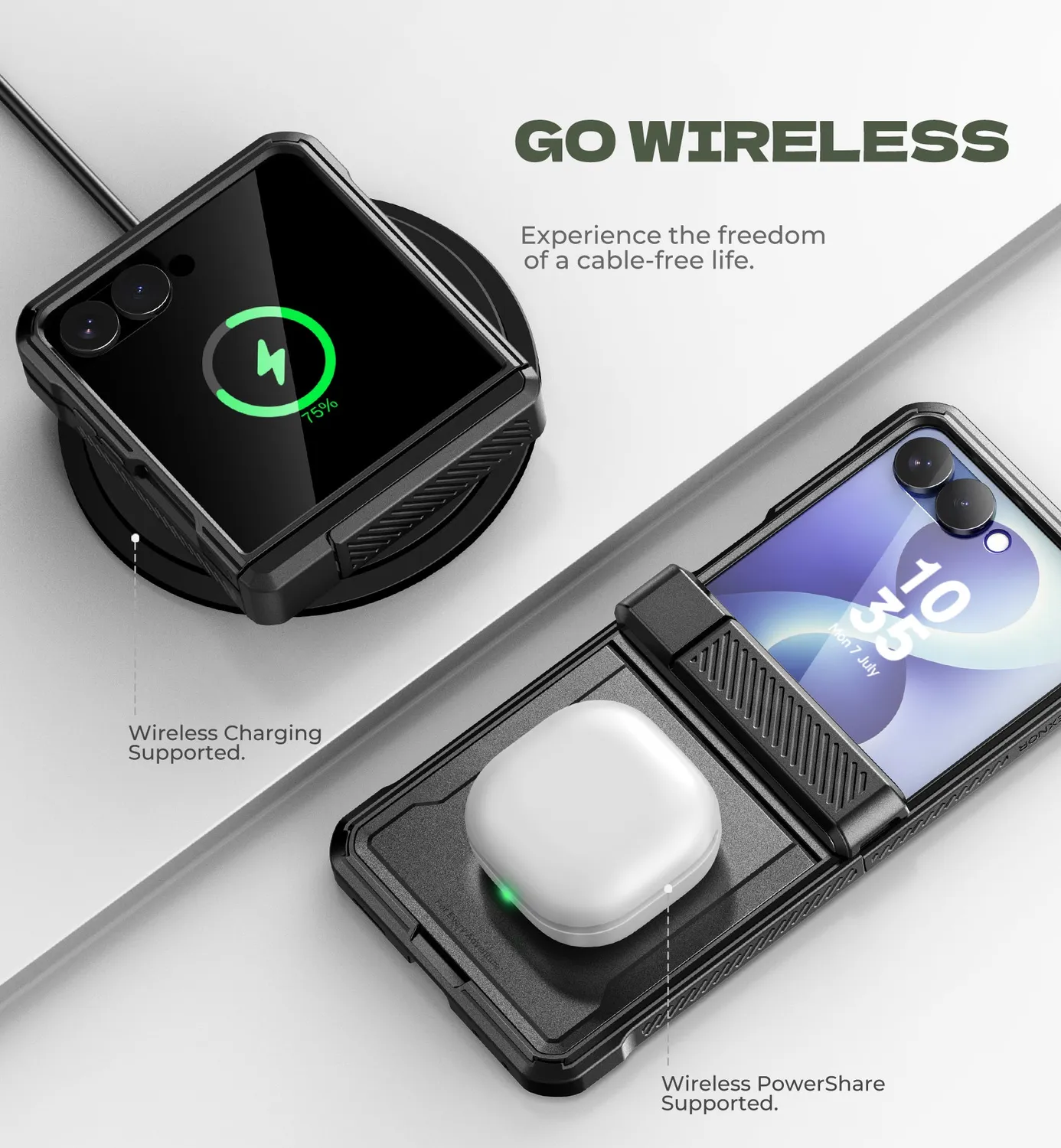 Dexnor cover Galaxy Z Flip 8 nera antiurto con stand