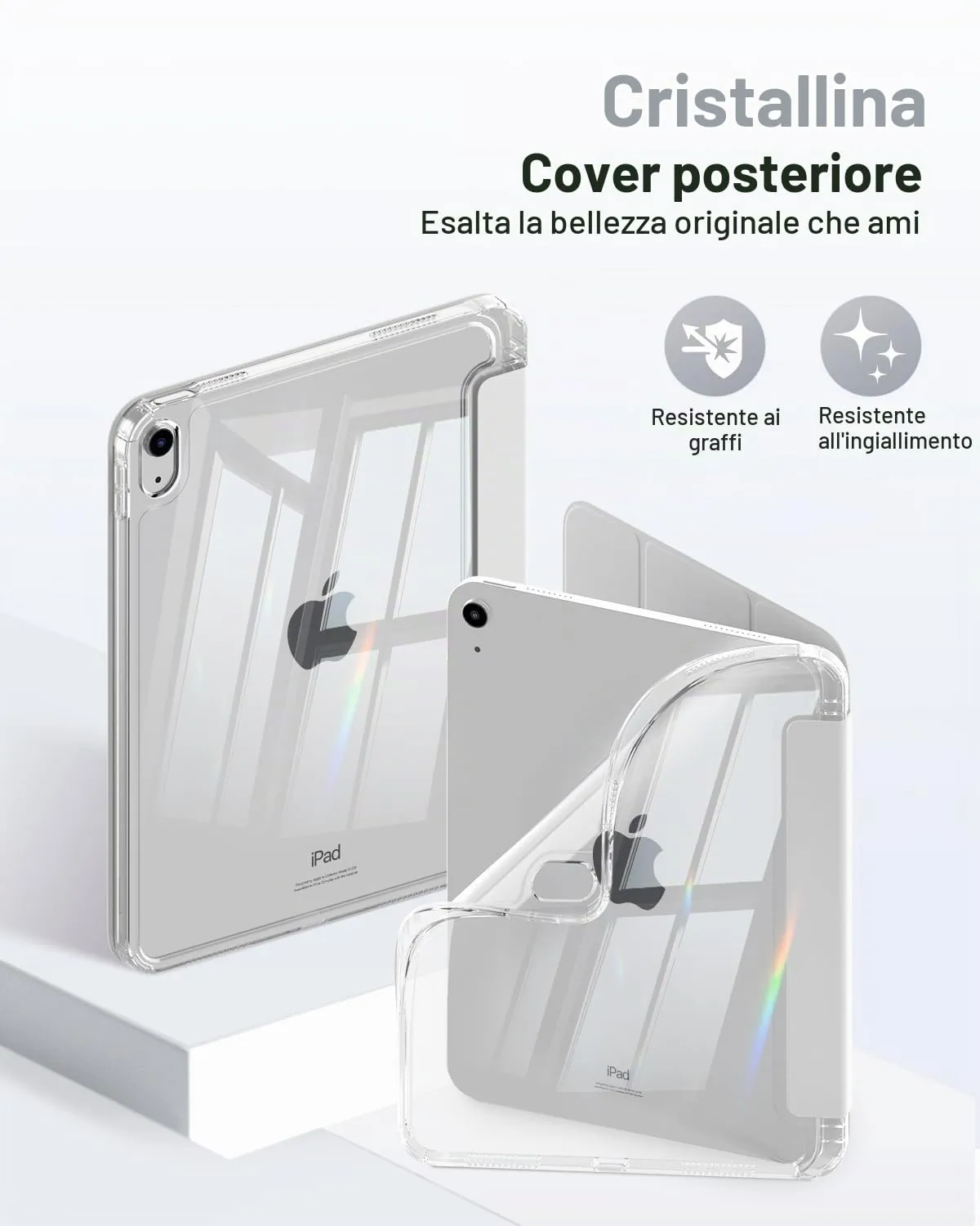 MoKo Cover iPad A16 11/10 Gen 11/10.9" Argento Trasparente
