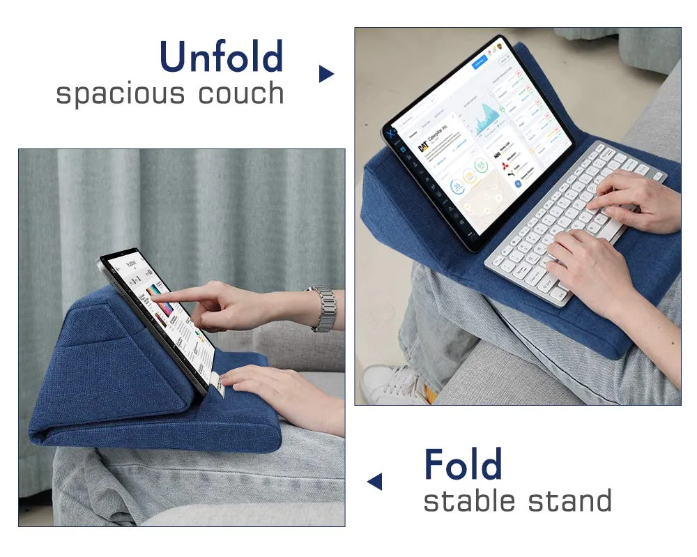 MoKo Tablet 11 pollici supporto cuscino azzurro mare lino cotone