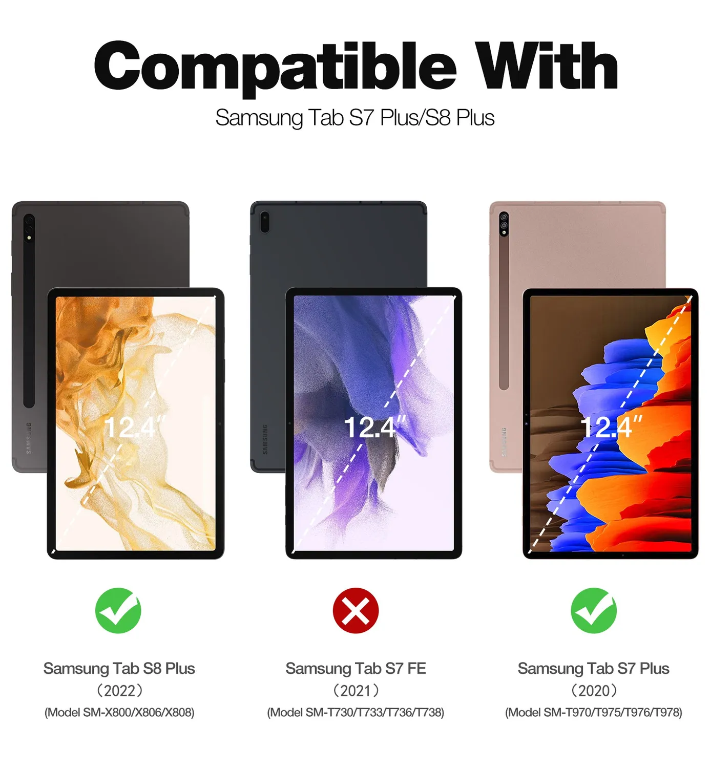 Dexnor Tab S7 Plus S8 Plus cover nero kickstand