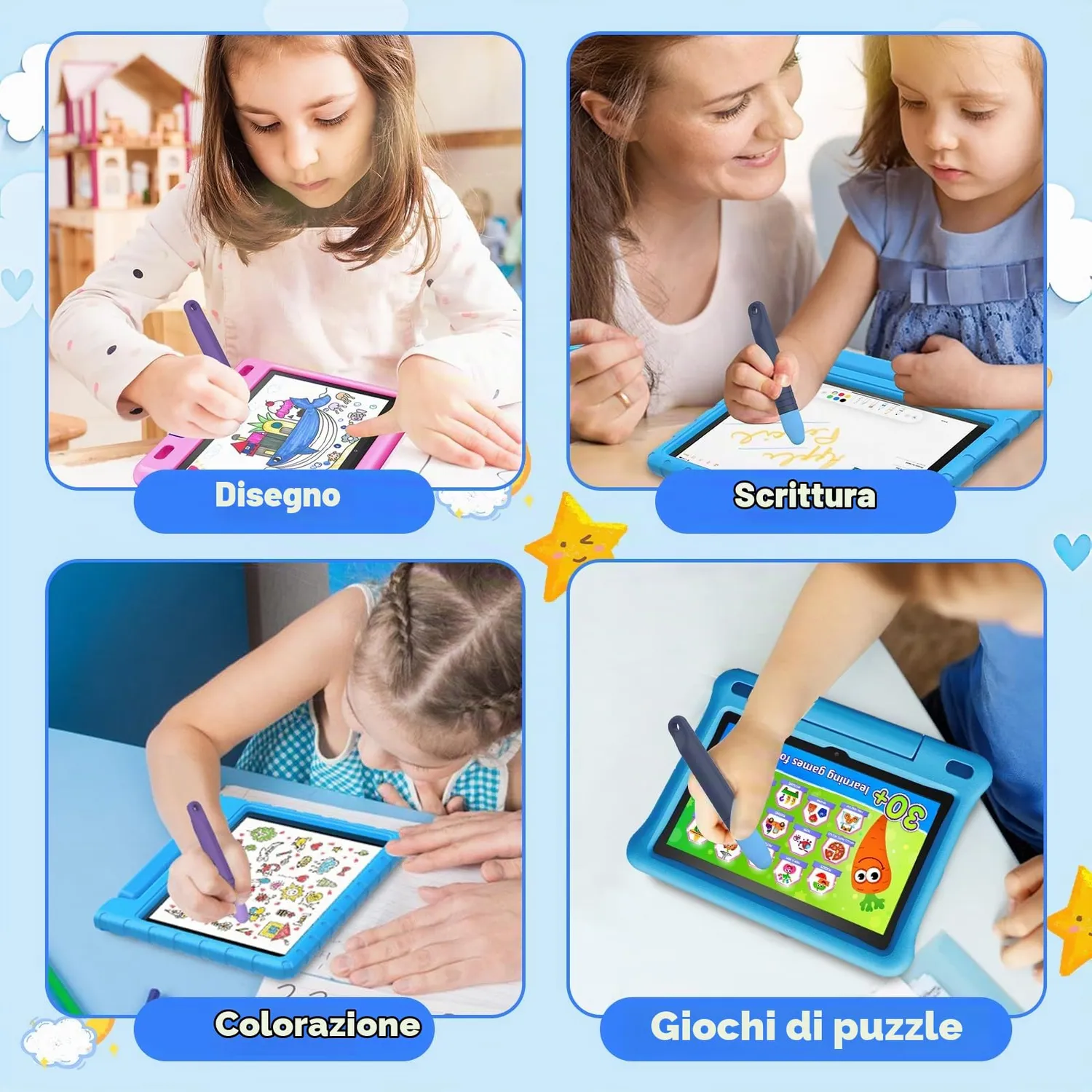 MoKo Stilo Touchscreen Bambini 2 Pezzi Blu+Viola Morbido