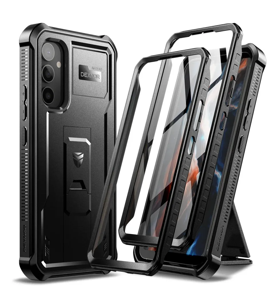 Dexnor Galaxy A54 5G cover nera rugged con stand