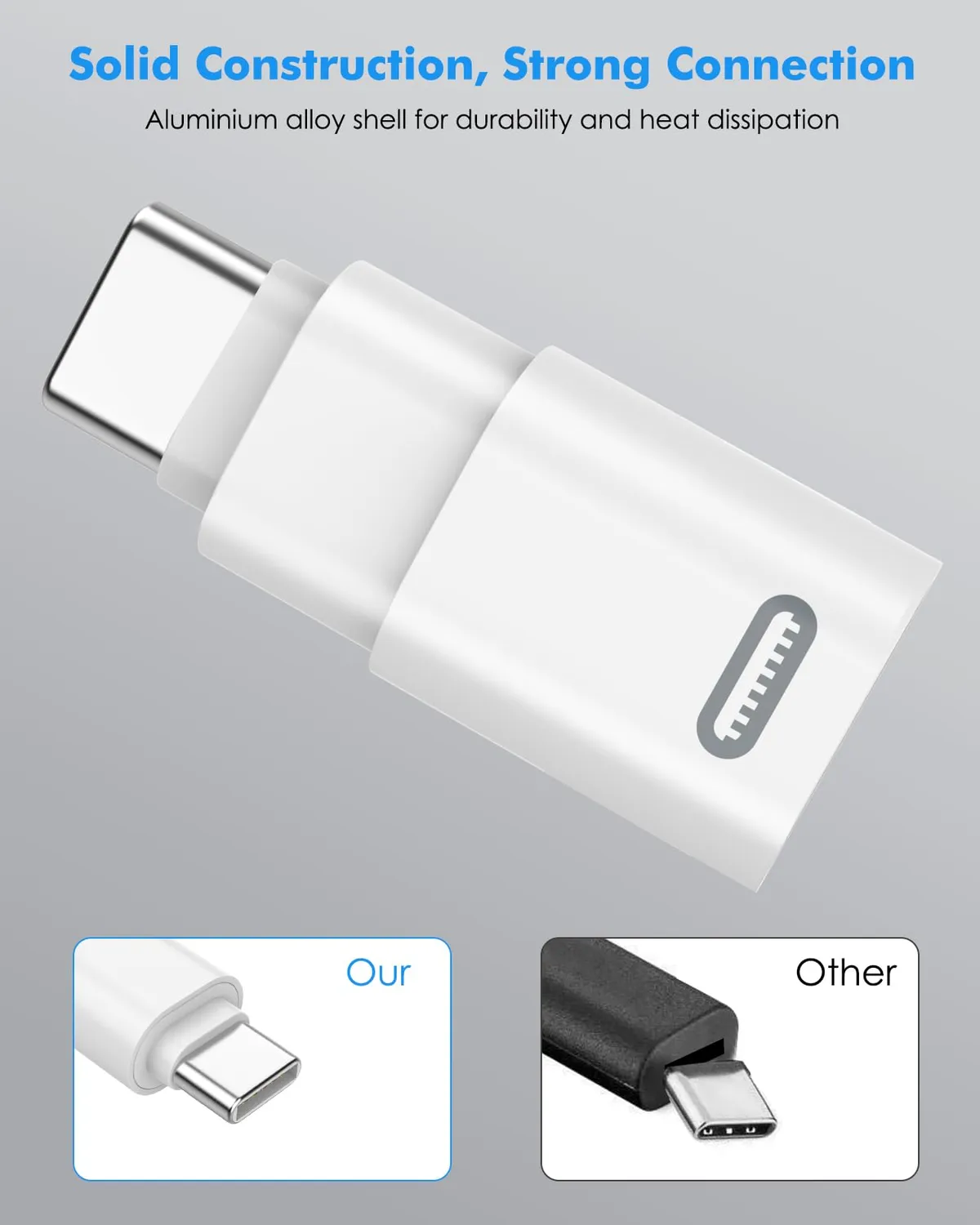 MoKo Adattatore Lightning-USB-C Maschio 2 Pezzi Bianco ricarica