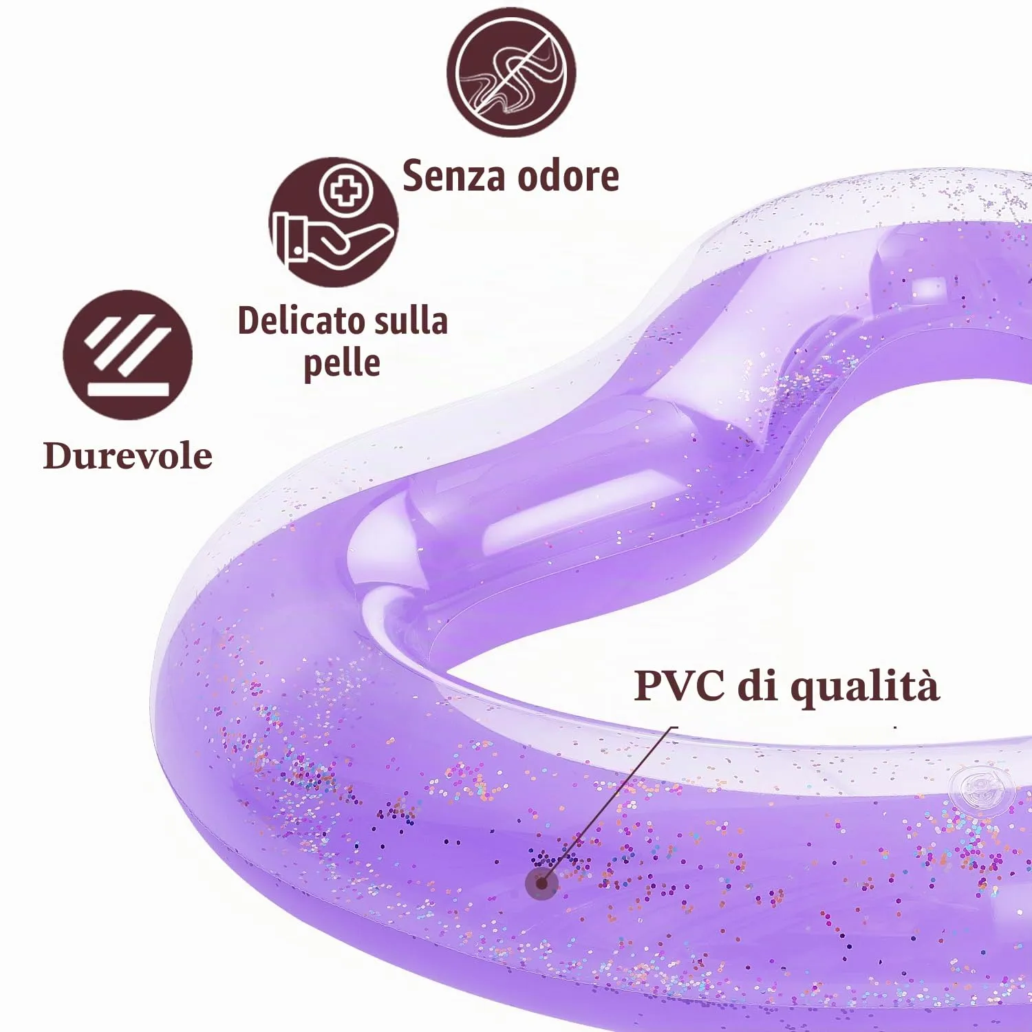 MoKo ciambella cuore glitter gonfiabile PVC ecologico mare