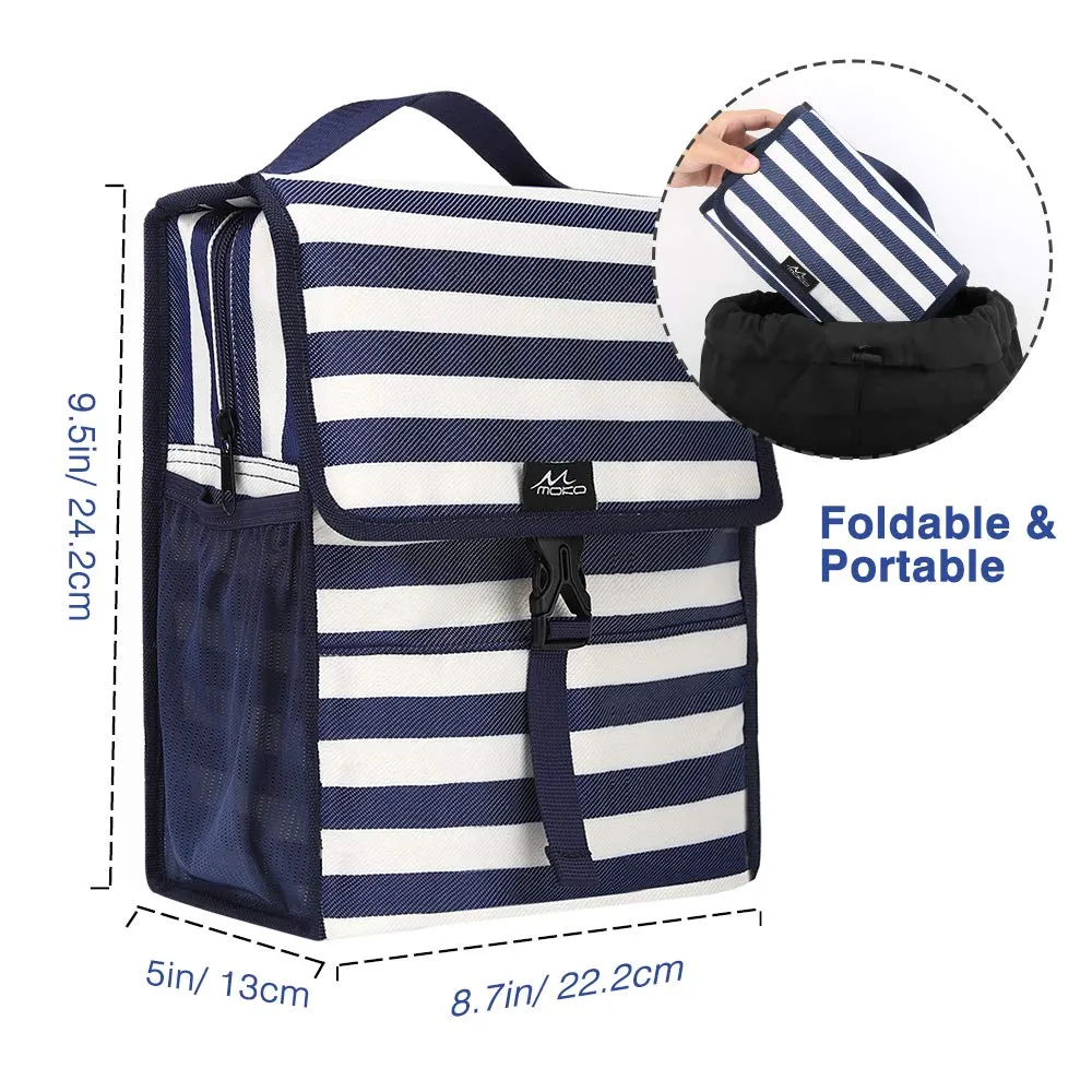 MoKo Borsa Termica Porta Pranzo Strisce Bianche e Blu Pieghevole