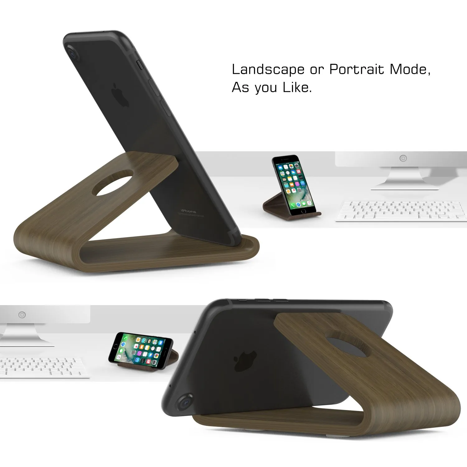 MoKo Supporto Legno Noce Telefono da Tavolo