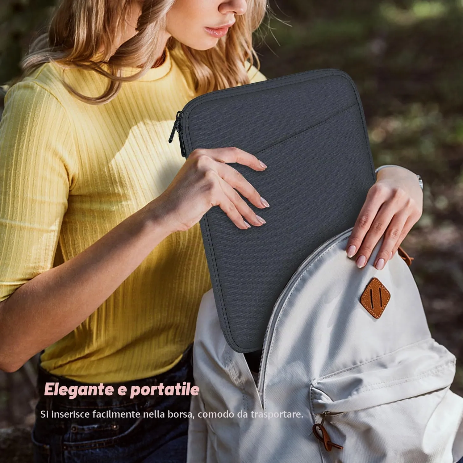 MoKo borsa sleeve tablet 9-11 pollici grigio scuro imbottita
