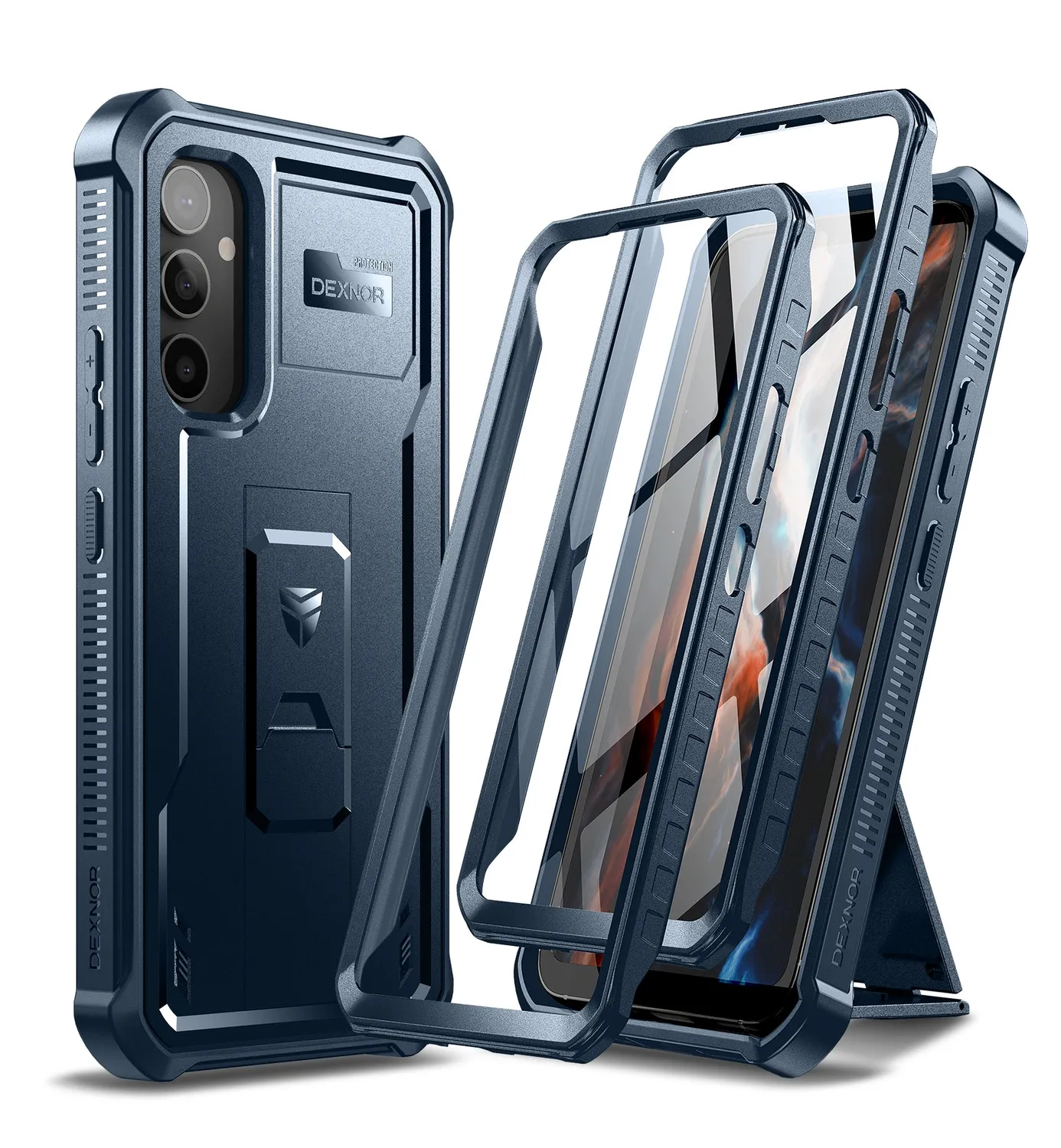 Dexnor Galaxy A54 5G cover nera rugged con stand