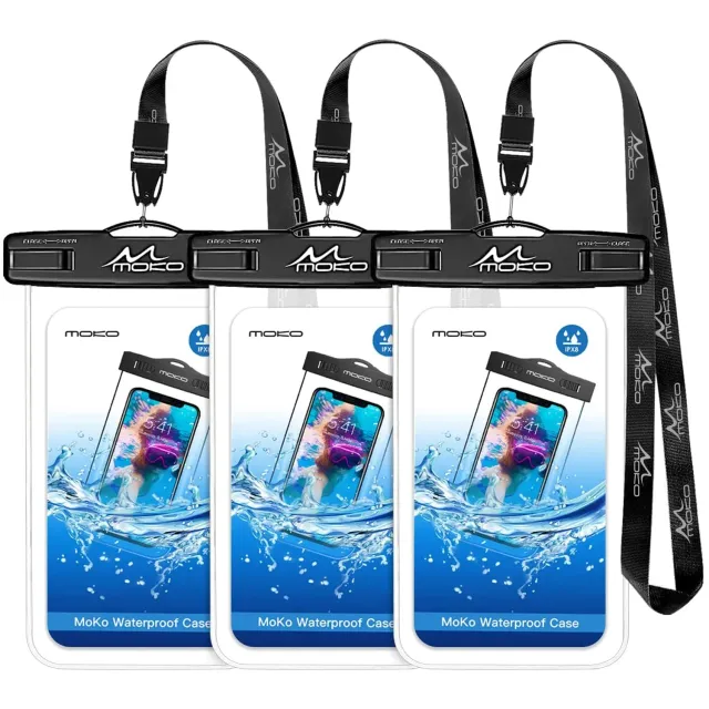 MoKo custodia impermeabile telefono IPX8 trasparente 3 pezzi