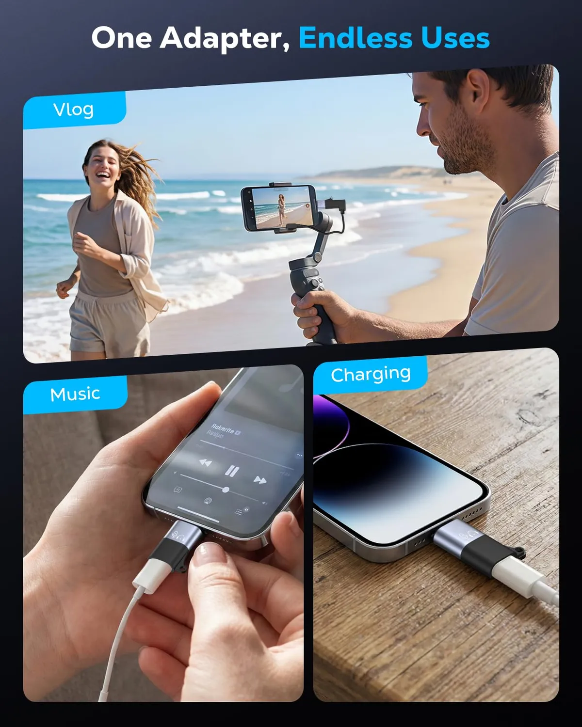 MoKo Adattatore USB-C Lightning DJI Mic Mini grigio