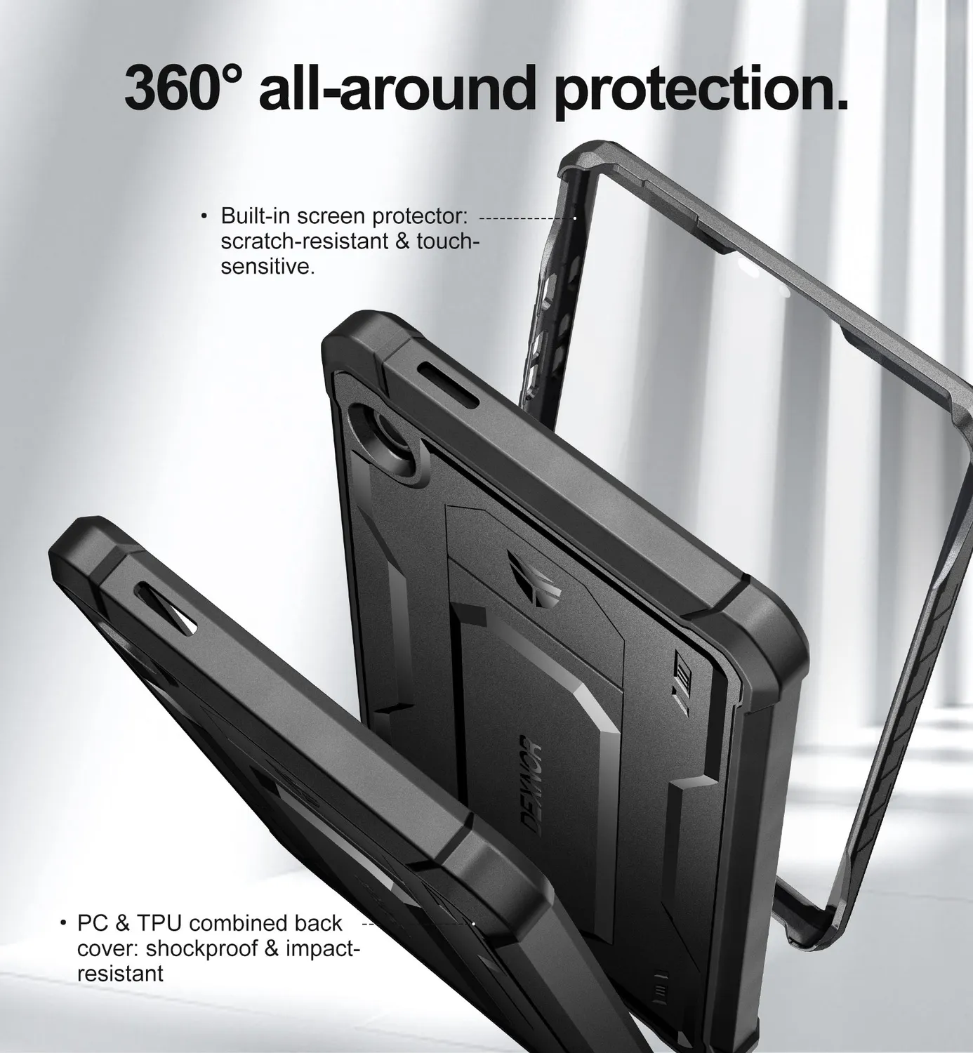 Dexnor Galaxy Tab A9 8.7 custodia nera corazzata