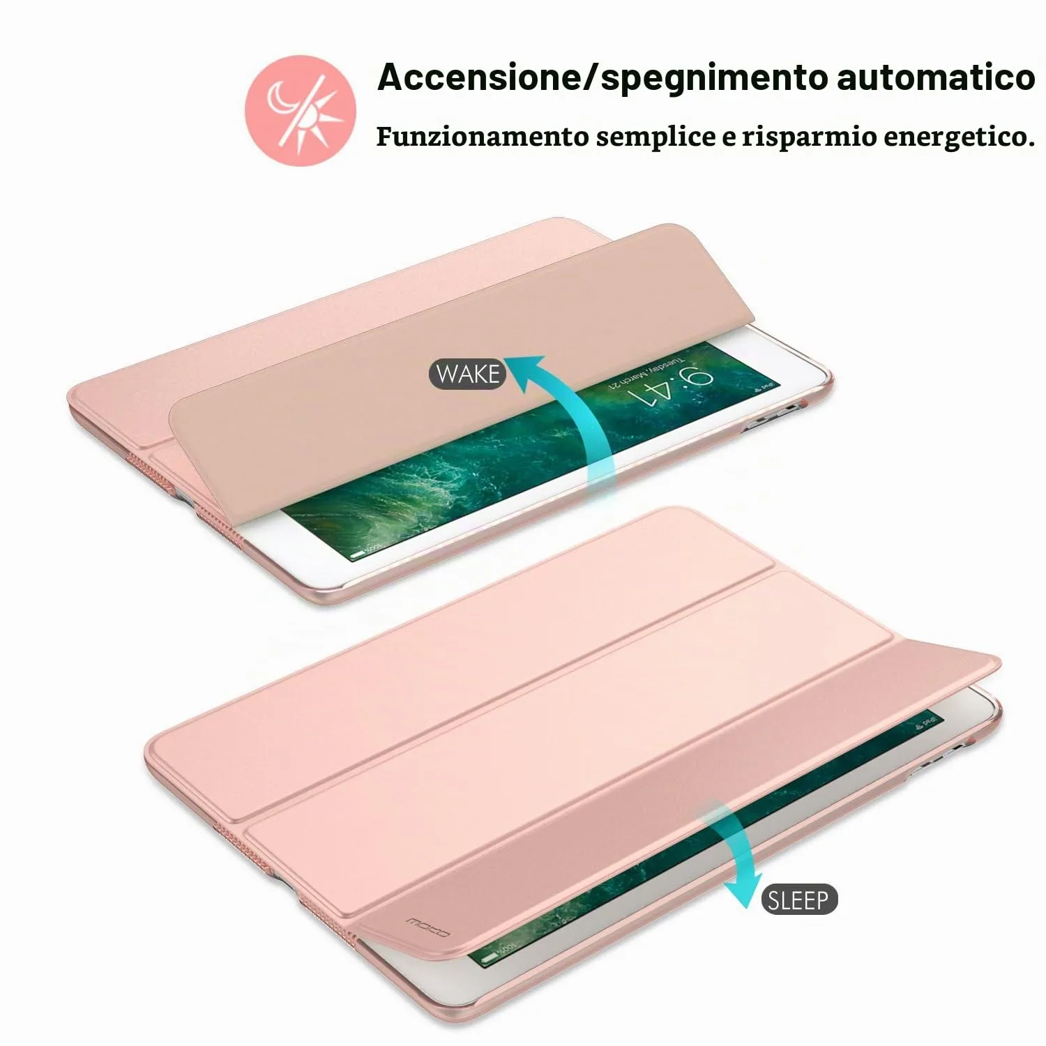 MoKo cover iPad 9.7 2017-2018 oro rosa sottile