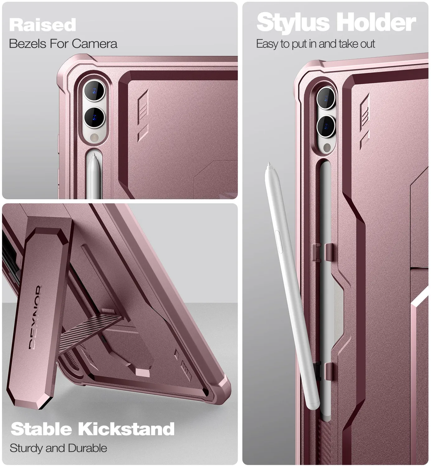 Dexnor Galaxy Tab S9 Plus custodia rugged rosa