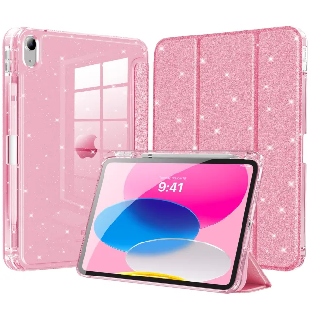MoKo Cover iPad A16 11" e 10ª Gen 10,9" Rosa Glitterato