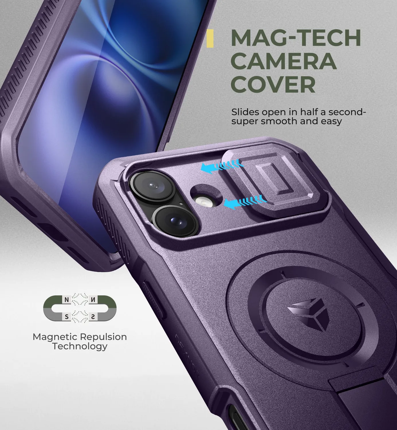 Dexnor Cover iPhone 16 Plus Viola MagSafe Antiurto Stand