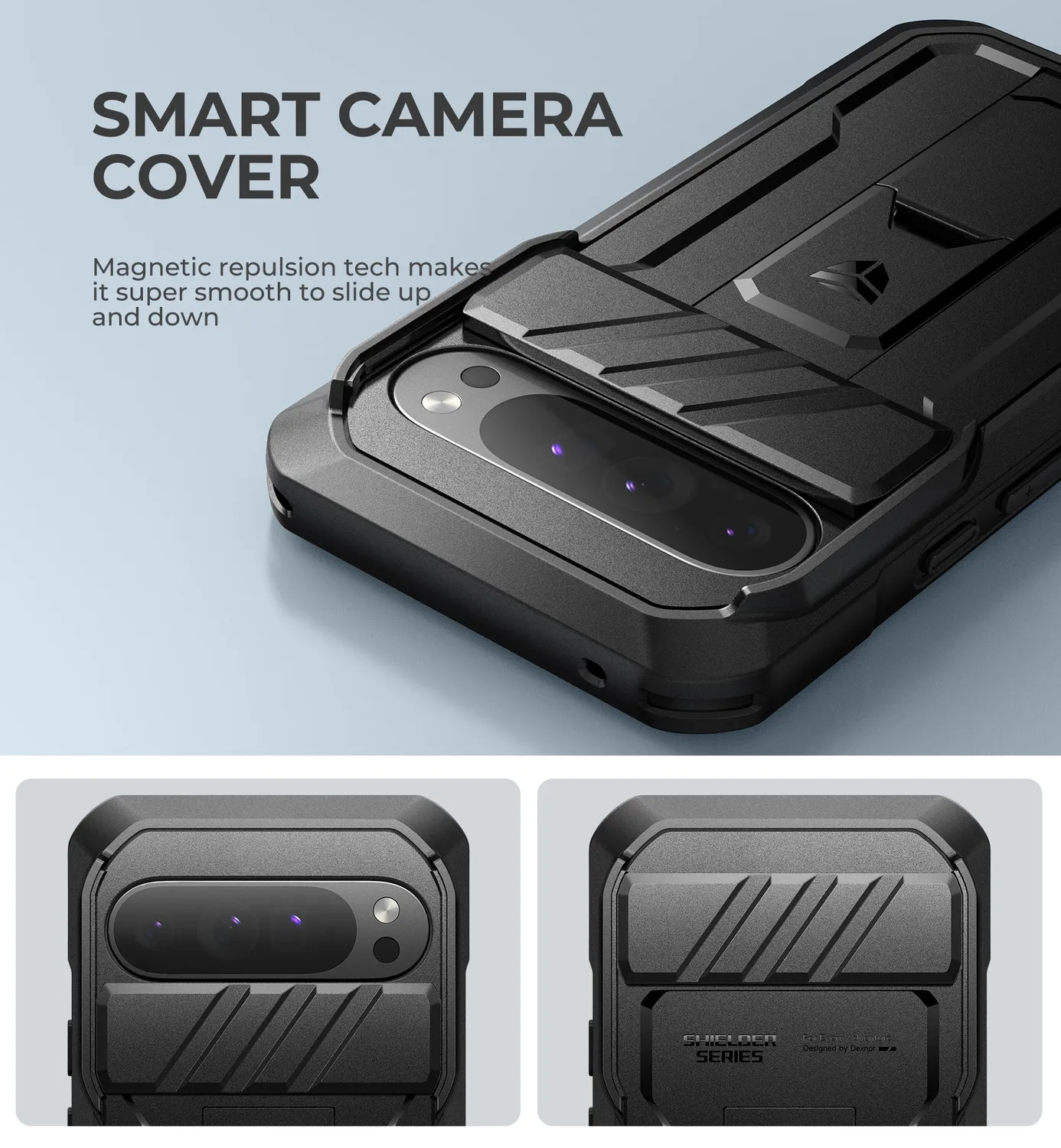 Dexnor Cover Pixel 9 Pro XL Nera con Vetro e Stand