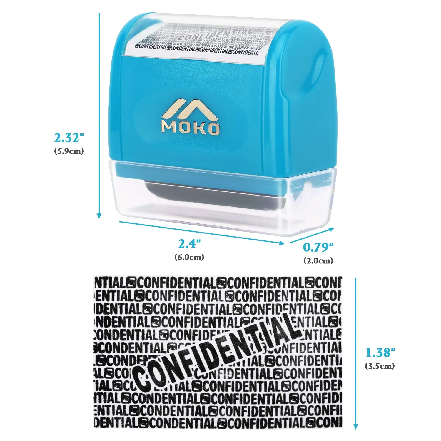 MoKo Timbro Rullo timbro privacy blu coprente