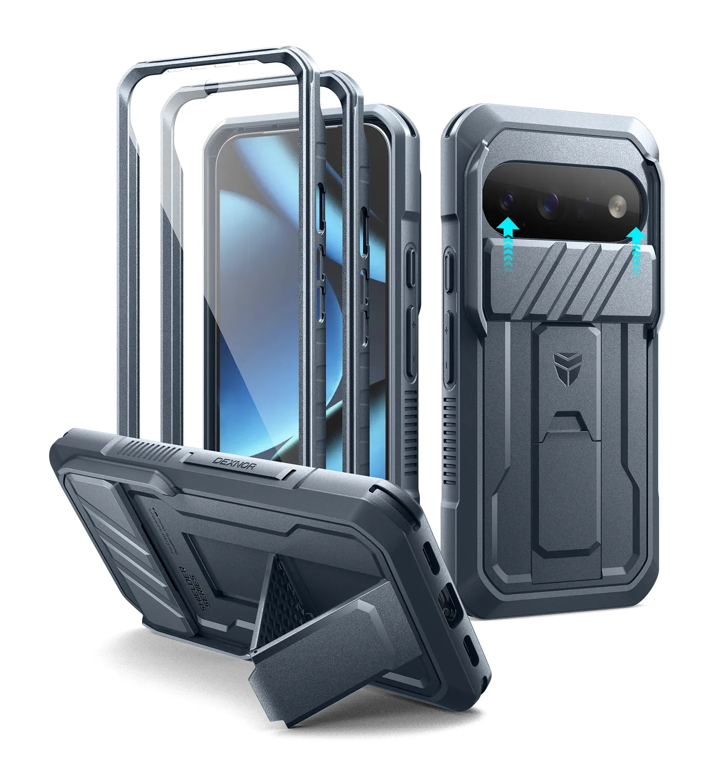 Dexnor Pixel 11 custodia rugged nera con stand