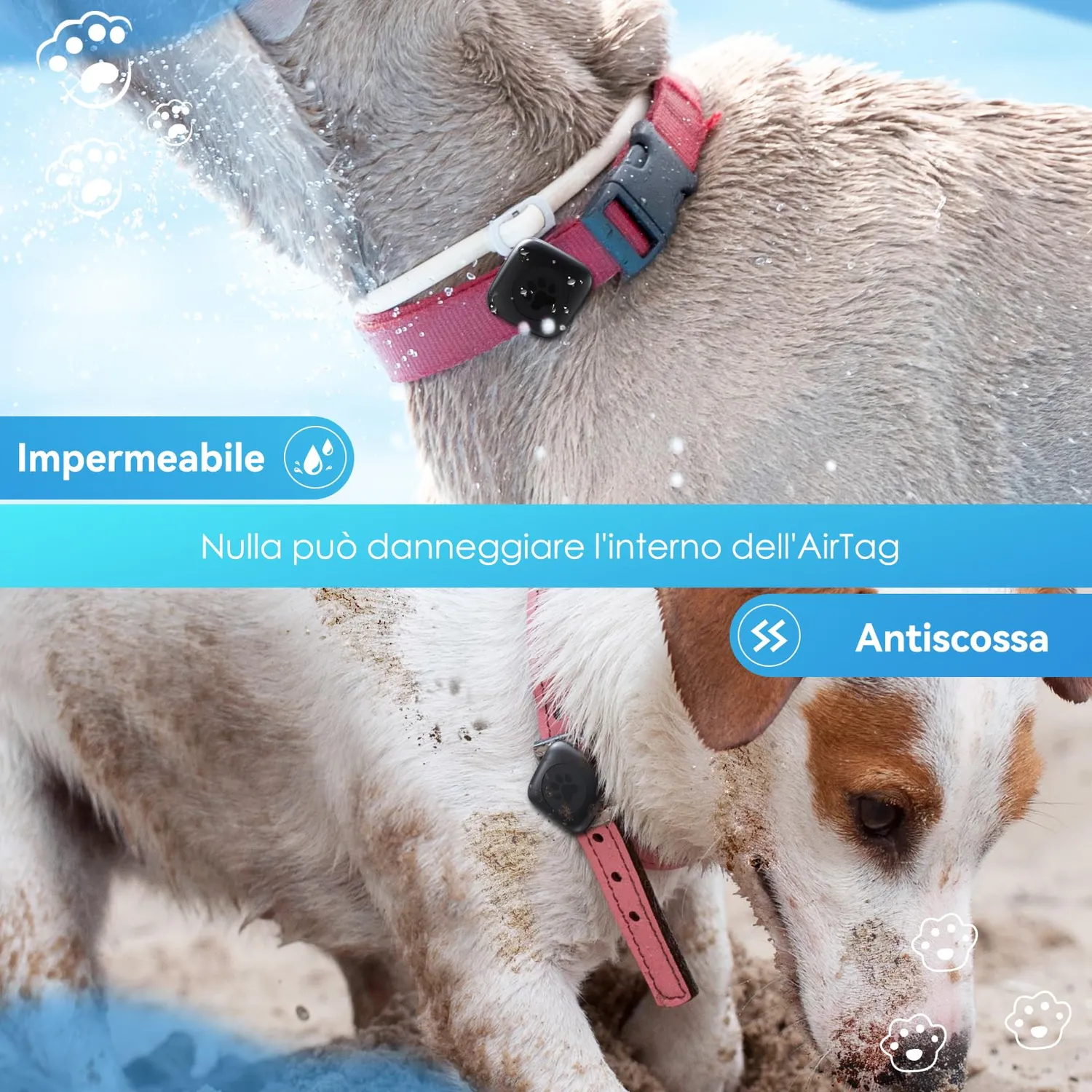 CloudValley Cover AirTag Collare Cani Gatti Metallo 20 g