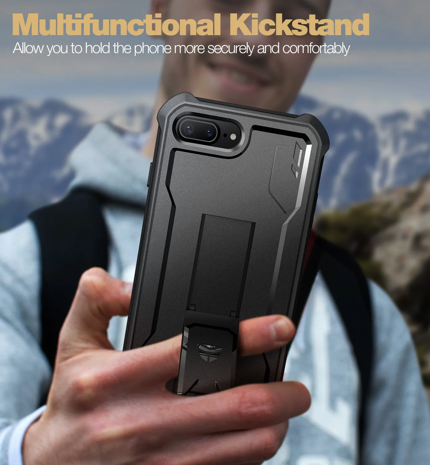 Dexnor iPhone 7 Plus 8 Plus custodia nera con cavalletto