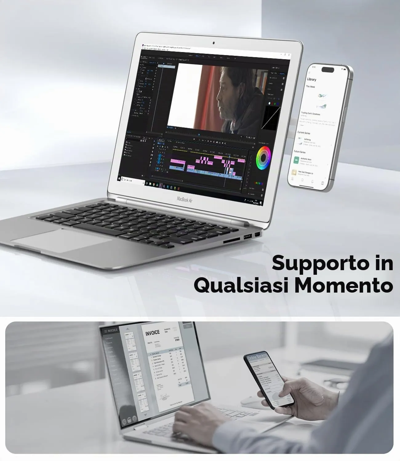 CloudValley supporto magnetico telefono laptop argento