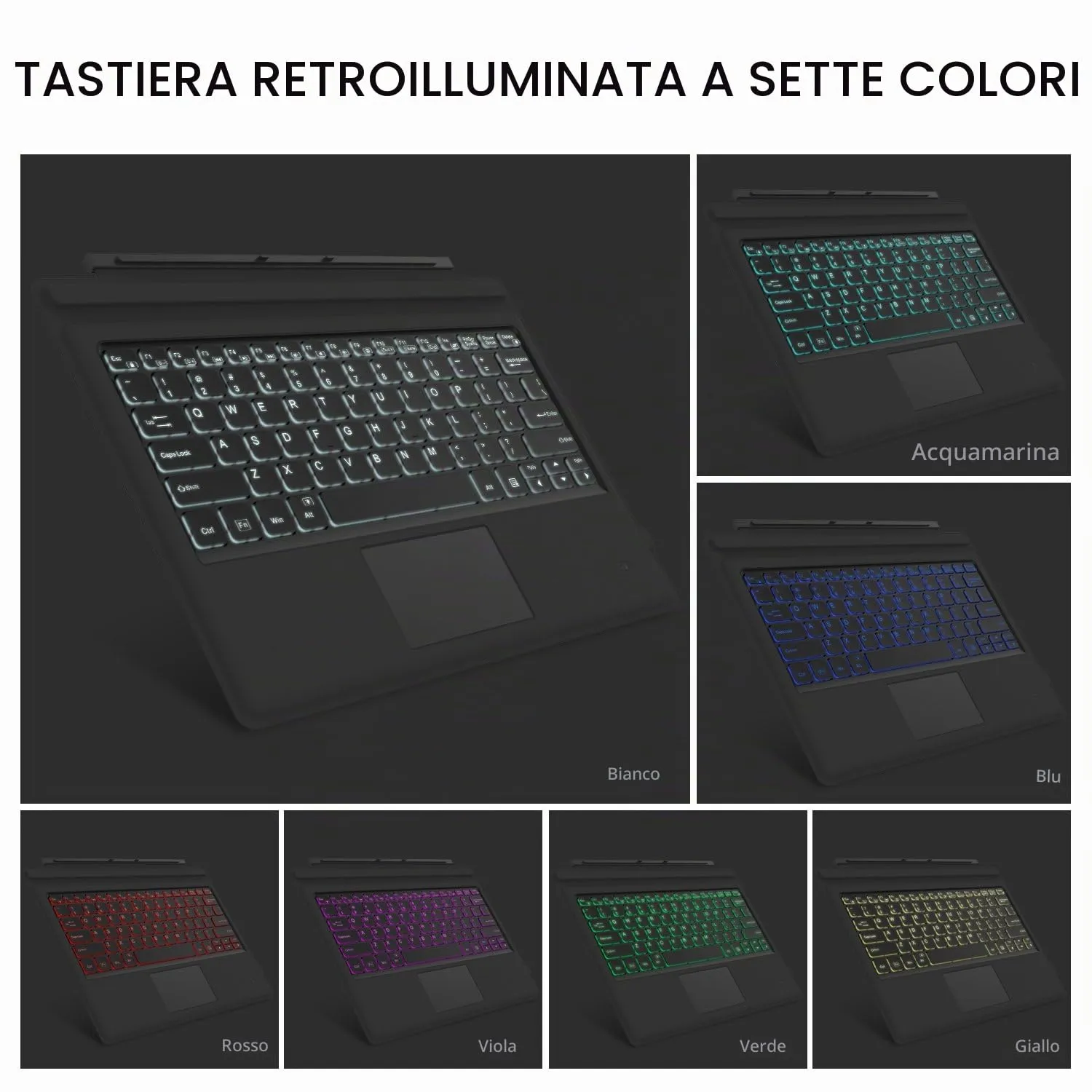 MoKo per Surface Pro 3-7 Plus tastiera bluetooth grigia retroilluminata
