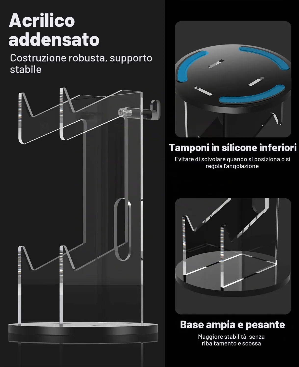 MoKo supporto controller e cuffie nero trasparente 2in1
