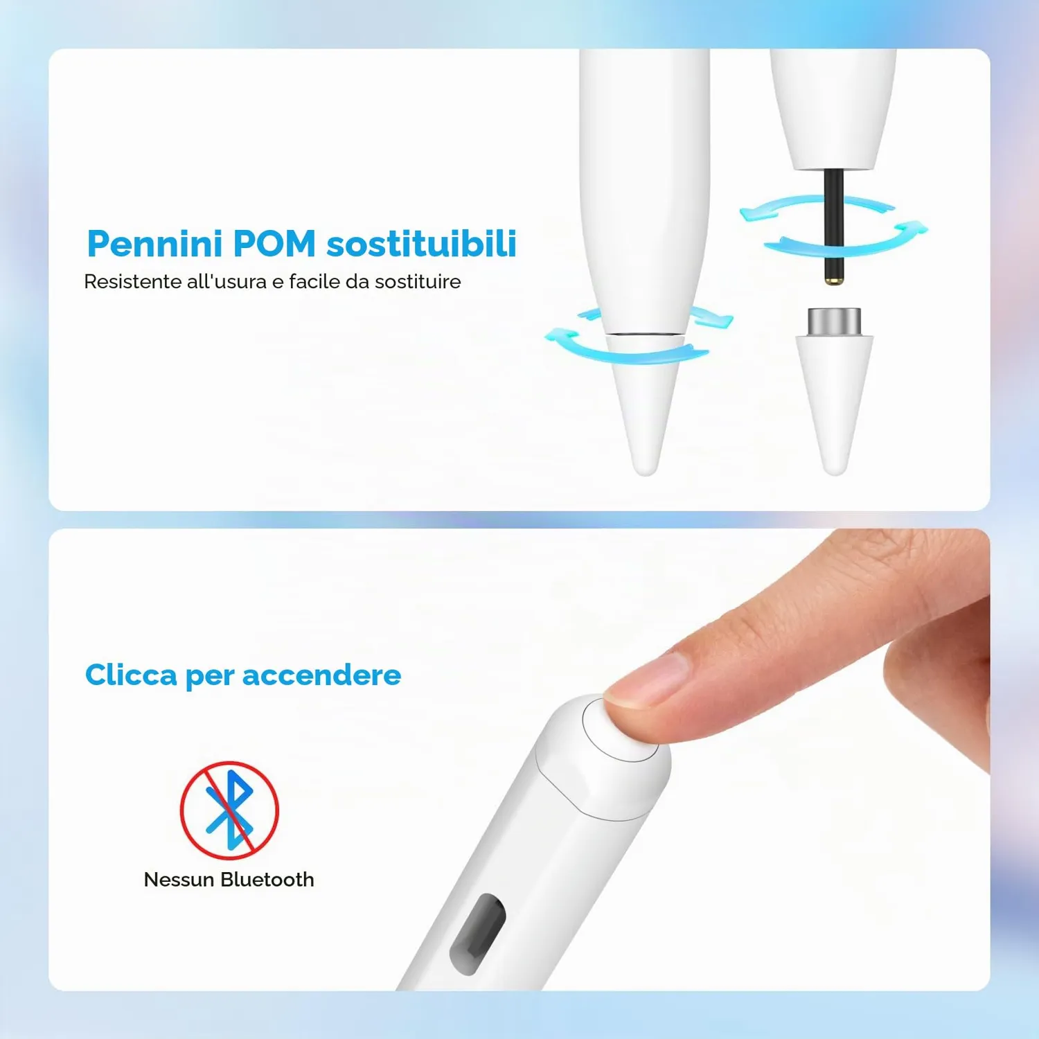 MoKo penna stilo touch Android ricaricabile bianco USB-C
