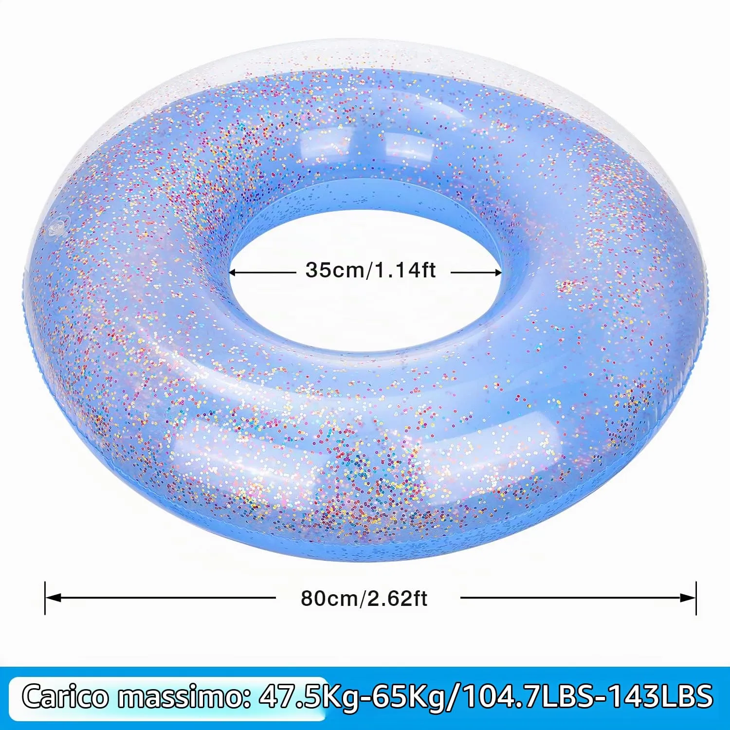 MoKo Ciambella da Nuoto Paillettes Salvagente 90 cm Glitter