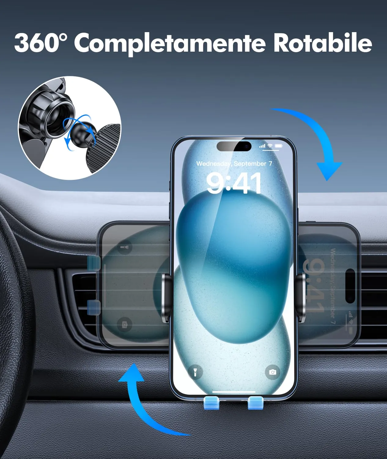 EOIWUY supporto auto ricarica wireless 15W 360°