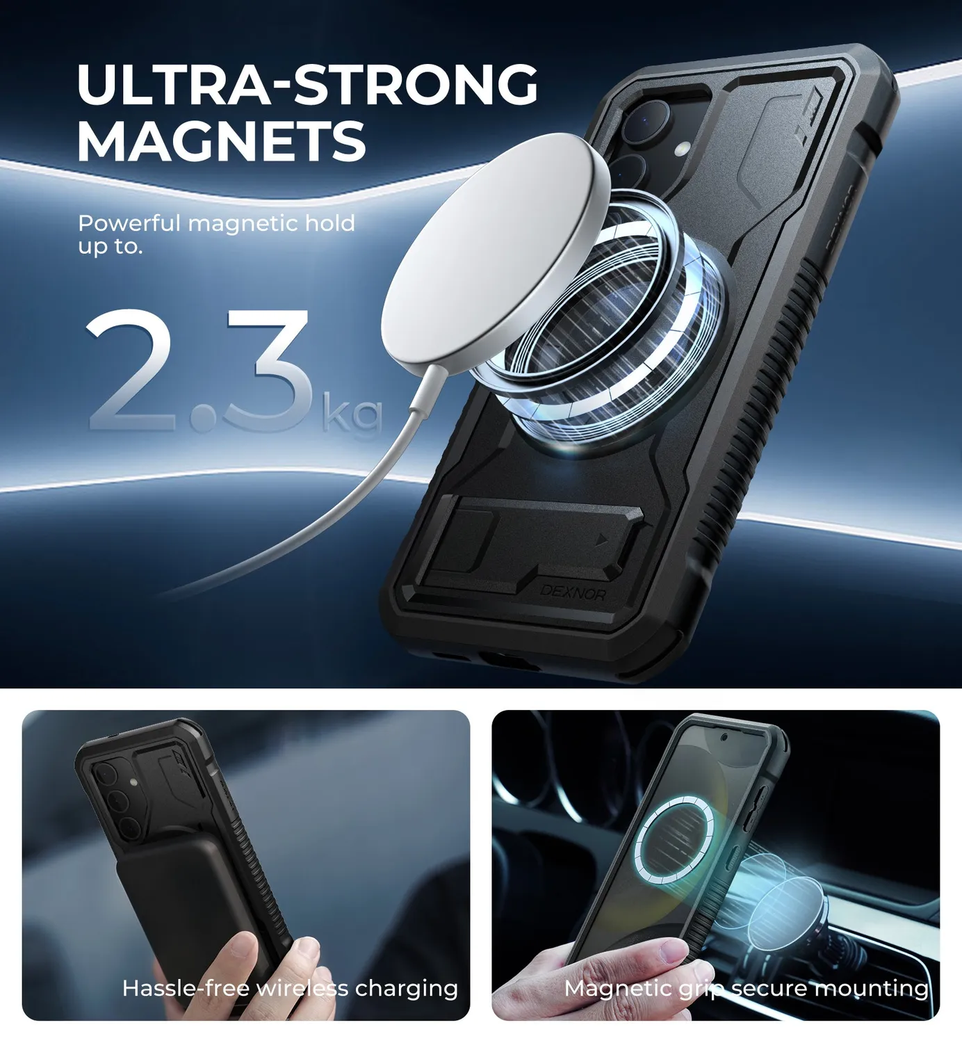 Dexnor Galaxy S24 custodia nera MagSafe con cavalletto