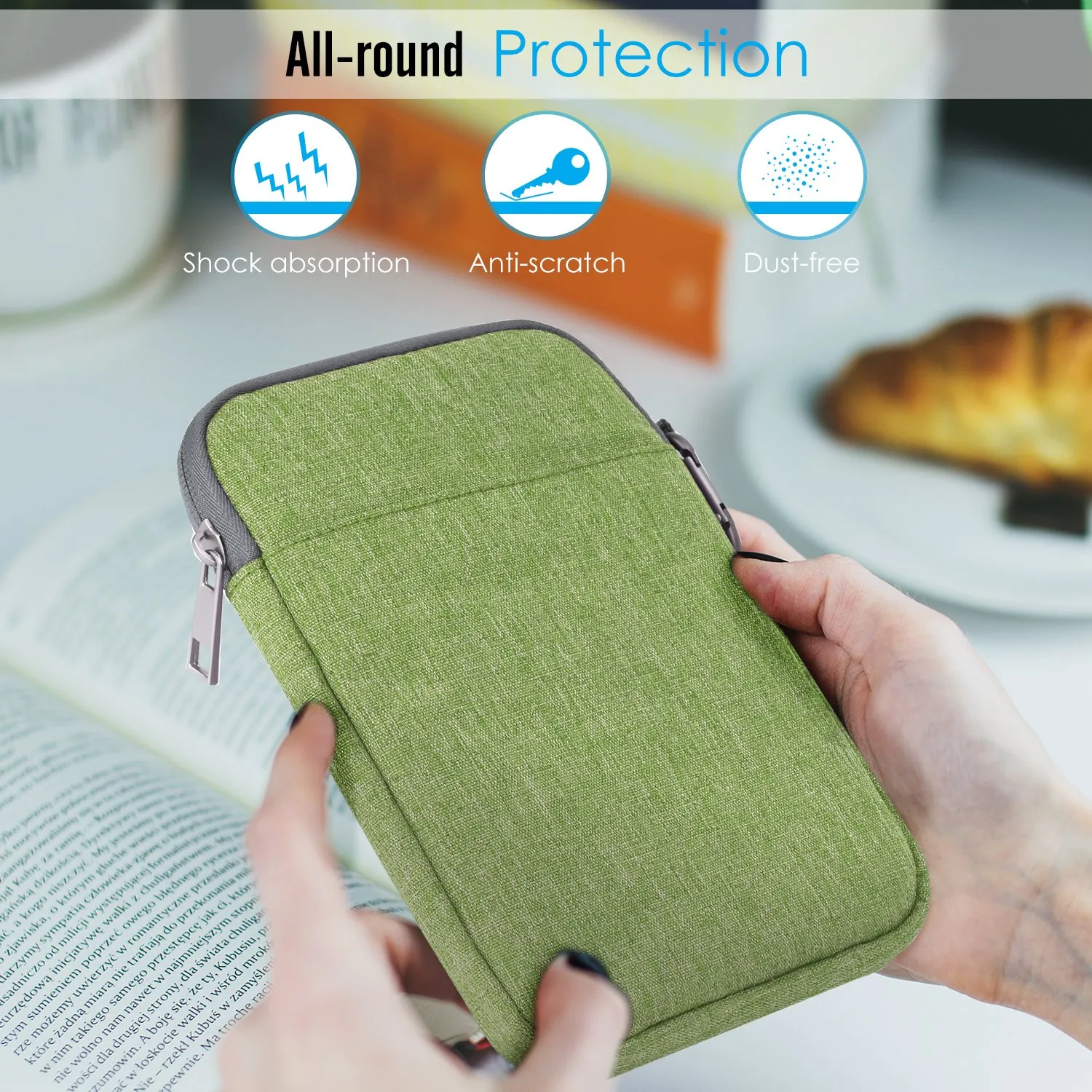 MoKo Borsa Nylon Kindle 6 Pollici Cover Verde Antiurto