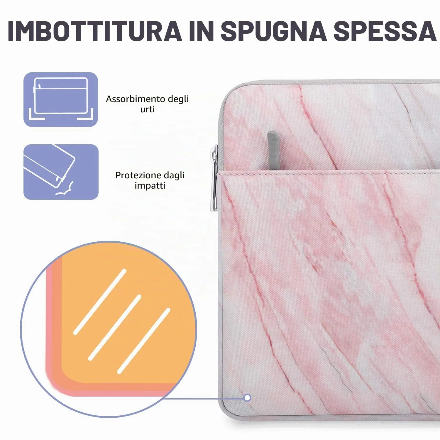 MoKo Custodia Tablet 9-11 Pollici Marmo Rosa Grigio Doppia Tasca